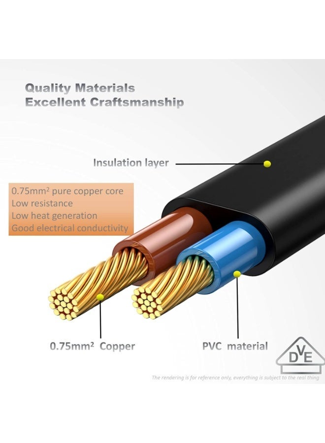 Eworld 2-Prong AC Power Cord Cable with Fuse – Compatible with Samsung, LG, Sony, TCL TVs, HP Printers, PS3/PS4/PS5, Laptops, Sound Bars & More – AC Wall Plug 1.5 Meter - Image 2